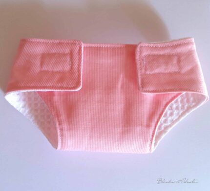Couche poupée piqué de coton rose