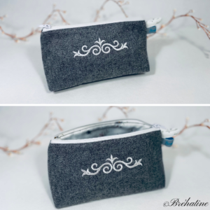 Trousse-chevrons-grise-arabesque-blanche-Bréhatine