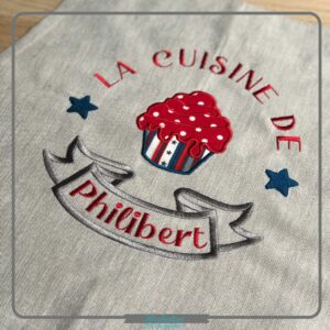 Tablier-beige-La cuisine de Philibert-muffin-Bréhatine