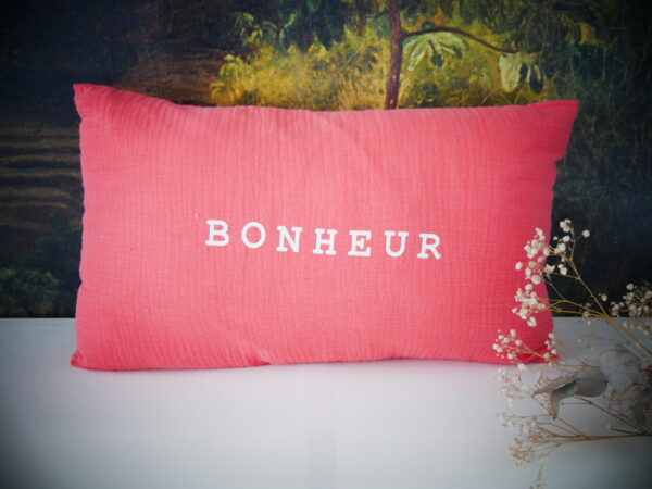 Coussin double gaze rectangulaire - BONHEUR -